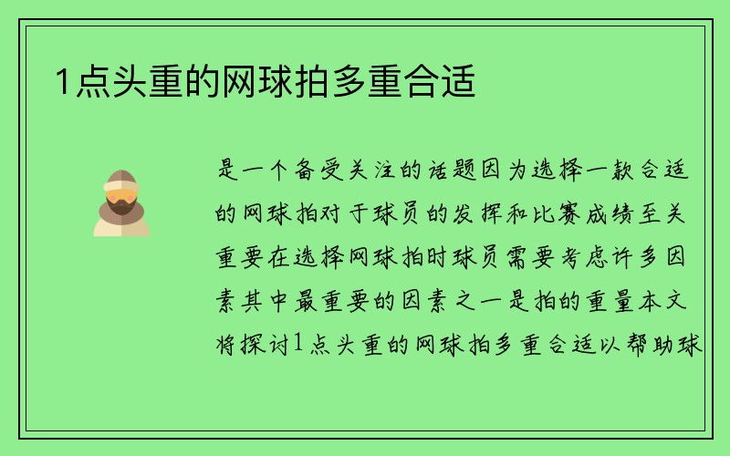 1点头重的网球拍多重合适