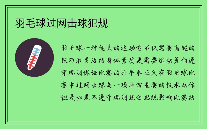 羽毛球过网击球犯规